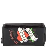 Ed Hardy Eternal Love Zip Around Wallet - Black