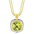 14k Gold Plated Double-Stranded Fashion Necklace with Peridot Pendant- 16"