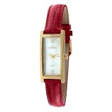 Peugeot Womens 3017RD Gold-Tone Red Leather Strap W