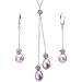 Lavender Isabella Cultured Pearl Drop Rose Lariat and Dangle Earrings Set in Platinum Overlay CAREFREE Sterling Silver