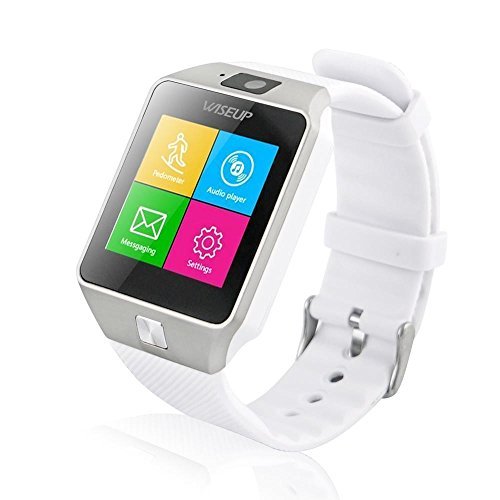 Wiseup™ Bluetooth Smart Watch Mobile Phone GSM SIM Card with Pedometer Anti-lost Function for Smartphones Android Samsung (white)