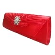 Soft Satin Diamante Clutch Bag Purse Evening Party'