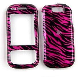 Trans Pink/Black Zebra Print Design Snap-on Faceplate Case Cell Phone Cover For Samsung Exclaim M550 +Hot Pink Belt Clip