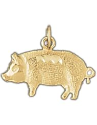 Dazzlers Solid 14k Gold Pig Charm Pendant Available in three colors from jewelsberry (weights: 1.4 grams only)