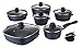 Karcher 112761 Hochwertiges 12-teiliges Aluguss Kochtopf Set mit Rechteckpfanne, Teflon Classic beschichtet, blau