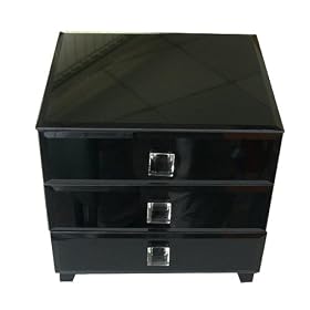 Glass and Wood Jewelry Box - Black by 