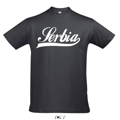 T-Shirt – Serbia Oldschool Serbien LÄNDERSHIRT EM / WM FAN Trikot S-XXL , Mouse grey – weiß , XXL