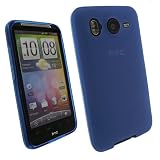 igadgitz Kristall Gel TPU (thermoplastisches Polyurethane) dauerhafte Schutzhülle Etui Case Hülle Tasche Sleeve in Blau Dunkelblau für HTC Desire HD Smartphone Handy + Display Schutzfolie