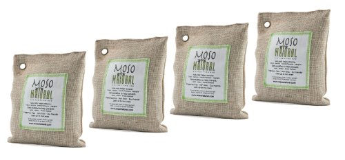 Four (4) Packs of Moso 200g Natural Air Purifying Bags Naturally Helps Remove Odors,Bacteria,Allergens,Mold,Mildew and Moisture