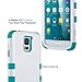 ULAK Galaxy S5 Case, 3-Piece Shock Absorbing Dual Layer Protective Case with Soft Silicone Skin Hard PC Grip Cover for Samsung Galaxy S5 (2014) (White/Blue)