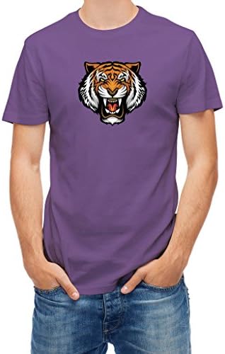 T-shirt angry tiger face Purple Light S