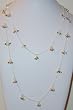 Long, Long Silver Chain with Silver, Copper and Gold Beads and Matching Earrings