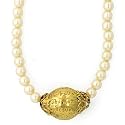 Hail Mary Prayer Bead Gold Tone Simulated Pearl Strand Necklace