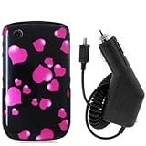Raining Hearts Design Crystal Hard Skin Case Cover + Car Vehicle Charger Ac ....