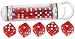 5 Red Dice, translucent with white dots photo