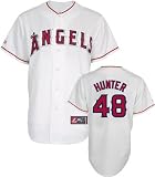 MLB Youth Los Angeles Angels Of Anaheim Torii Hunter White Home Short Sleeve 6 Button Synthetic Replica Baseball Jersey Spring 2011  (White, Large)