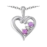0.21 cttw Genuine Pink Sapphire and Diamond Heart Pendant in 14k White Gold