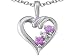 0.21 cttw Genuine Pink Sapphire and Diamond Heart Pendant in 14k White Gold