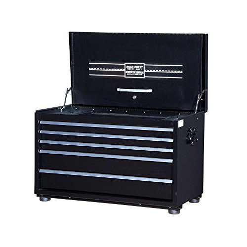 34 in. x 18 in. Deep Heavy Duty Road Box 5 Drawer Chest in Black Check