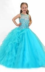 Girls Chiffon/Taffeta/Tulle Beaded Crystal Crystals Lace Applique Flower-Girl Dress/Wedding Dress 