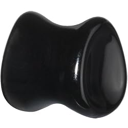 1/2" Concave Pear Obsidian Stone Plug