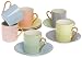 Yedi Houseware Classic Coffee and Tea Solid Espresso Cups and Saucers, Assorted Pastel/Gold, Set of 6