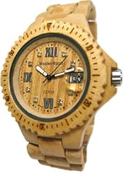 Tense Wood Watch Mens Round Light Maple Wood Calendar Roman G4100M#