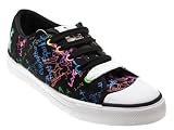 Babycham Basic Neon Graffiti Print Lace Black Womens Trainers