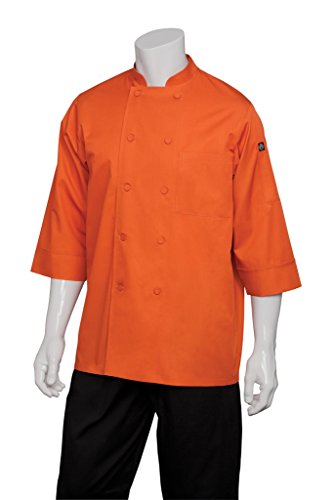 Chef Works JLCL-ORA-3XL Basic 3/4 Sleeve Chef Coat, Orange, 3XL