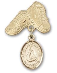 Gold Filled Baby Badge with St. Frances Cabrini Charm and Baby Boots Pin