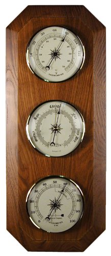Home Weather Station Barometer Thermometer Hygrometer in Dark Oak