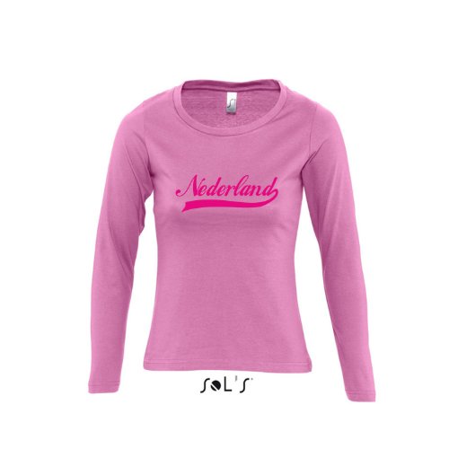 Nederland Oldschool Holland Oranje LÄNDERSHIRT EM / WM FAN Trikot – Damen Langarm Longsleeve T-Shirt S-XL , Orchid pink – pink , L