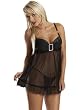Sexy Sheer Babydoll Black Lingerie Jewel Accent Underwire Cups Matching Gstring