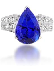 7.79 CT Pear Shape Tanzanite Solid 14K White Gold Ring