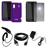 EMPIRE Purple Silicone Skin Case Cover + Mirror Screen Protector + Car Char ....