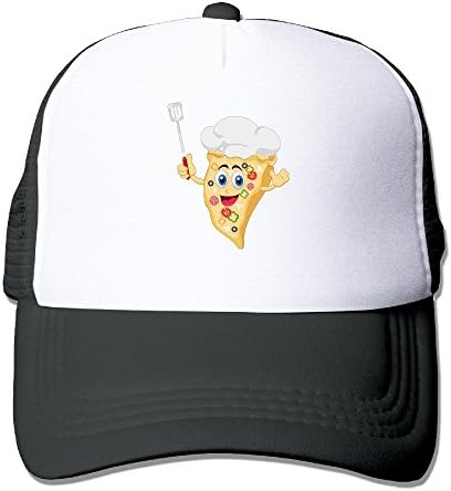 Funny Cartoon Pizza Chef Unisex Adjustable Sports Snapback Mesh Hat Black