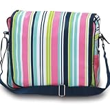 Navy Pink Stripe Messenger Bag