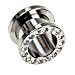 Stainless Steel Plug with Clear CZ - 0g - Sold Individually