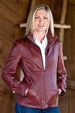 Women's Lacey Zip-Front Leather Jacket