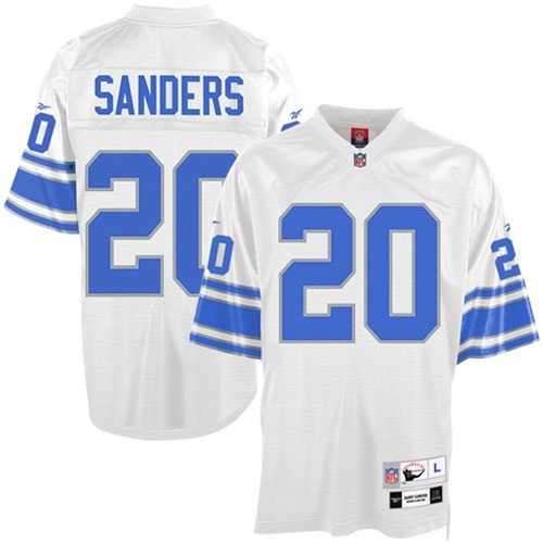 Barry Sanders Detroit Lions White NFL Premier Throwback Jersey