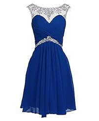 Junior Sweetheart Chiffon Knee Length Short Empire   Waistline Crystal Prom Dress/Party Dress 
