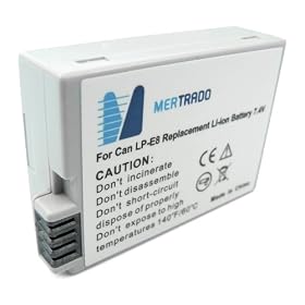 Mertrado - Batterie pour Canon LP-E8 pour Canon EOS 550D (1080 mAh)