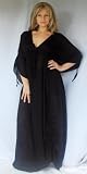 BLACK DRESS CAFTAN RUCHING ASYM FITS - M L 1X 2X 3X 4X - Q536S