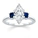 2.01 CT MARQUISE DIAMOND W PRINCESS BLUE SAPPHIRE RING 18K