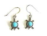 Sterling Silver Turtle Turquoise Earrings