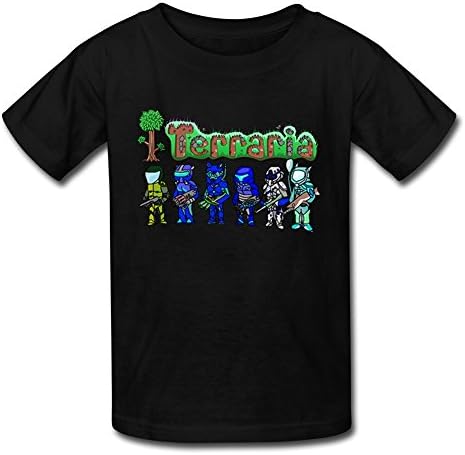 FUNSHIN Kids Terraria Game Poster T-shirt Black S