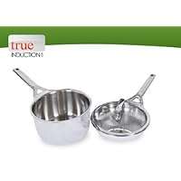 True Induction Stainless Steel Multi-ply Clad Dishwasher Safe Gourmet Cookware Trio-2.5 L Pot, Small Saute Pan, Lid