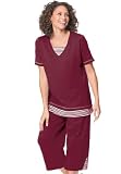 Plus Size Set, Striped Inset Tunic And Capri