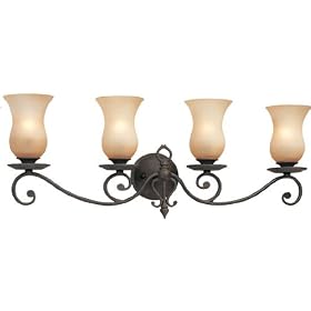 Troy Lighting B1304FI Portobello 4 Light Bath Vanity Light in French Iron with Gradated... by Troy