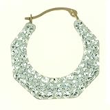 Image of Evoke 9ct Gold Clear CrystallizedTM - Swarovski Elements Grooved Oval Creole